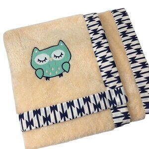 Bacati Baby Blanket Owl NWOT Lovey Security Blanket Plush Soft Ikat Border 42x30